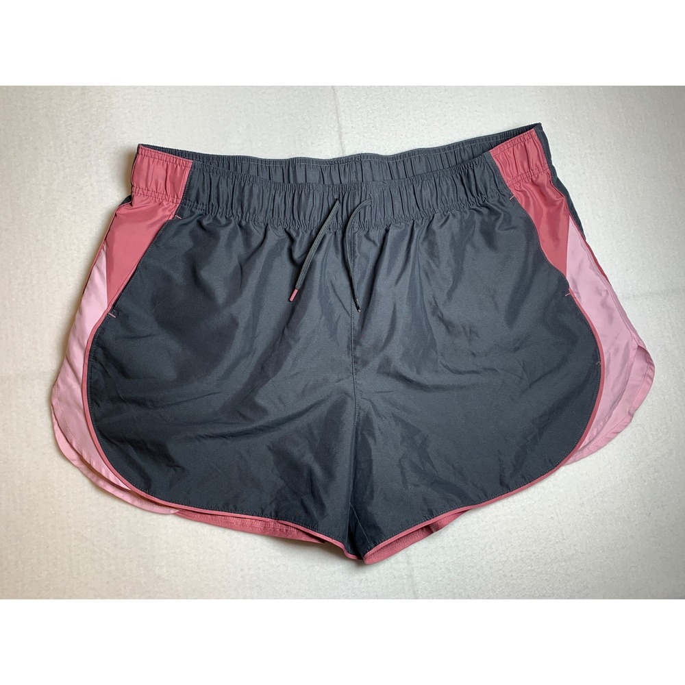 BCG Women's 2X Running Shorts Gray Pink Athletic Gym Dolphin Hem Pockets